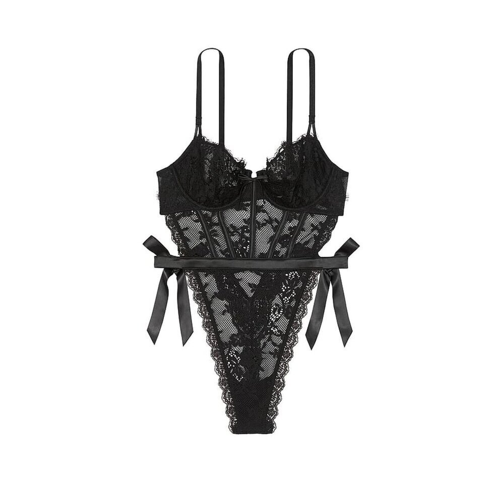 New! Victoria’s Secret Wicked Unlined Lace Teddy Bodysuit Large 41797